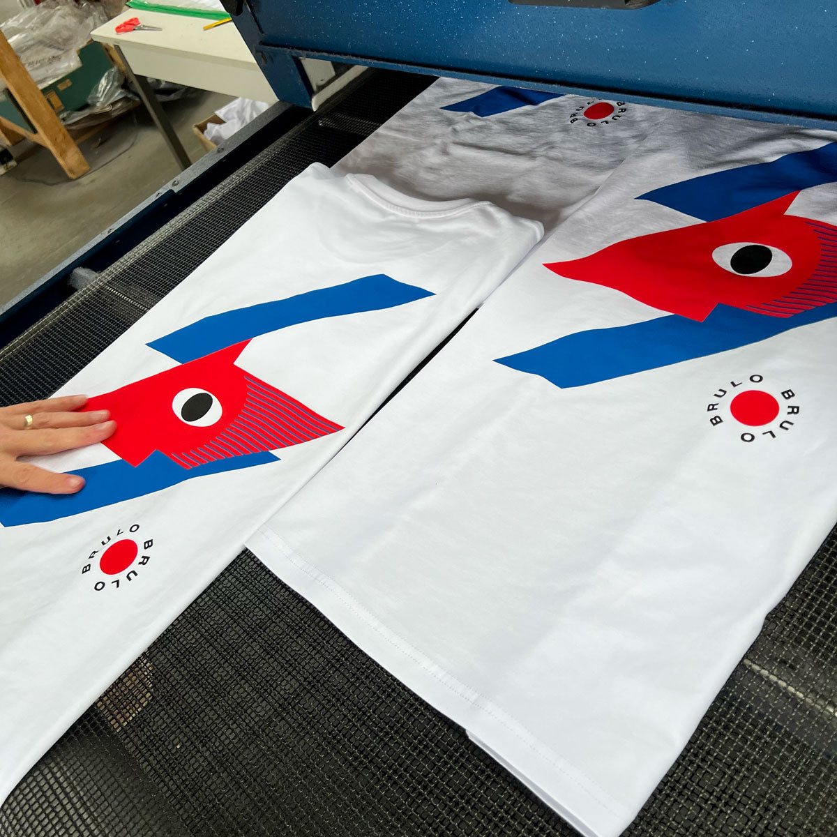 Printed t-shirts on a dryer